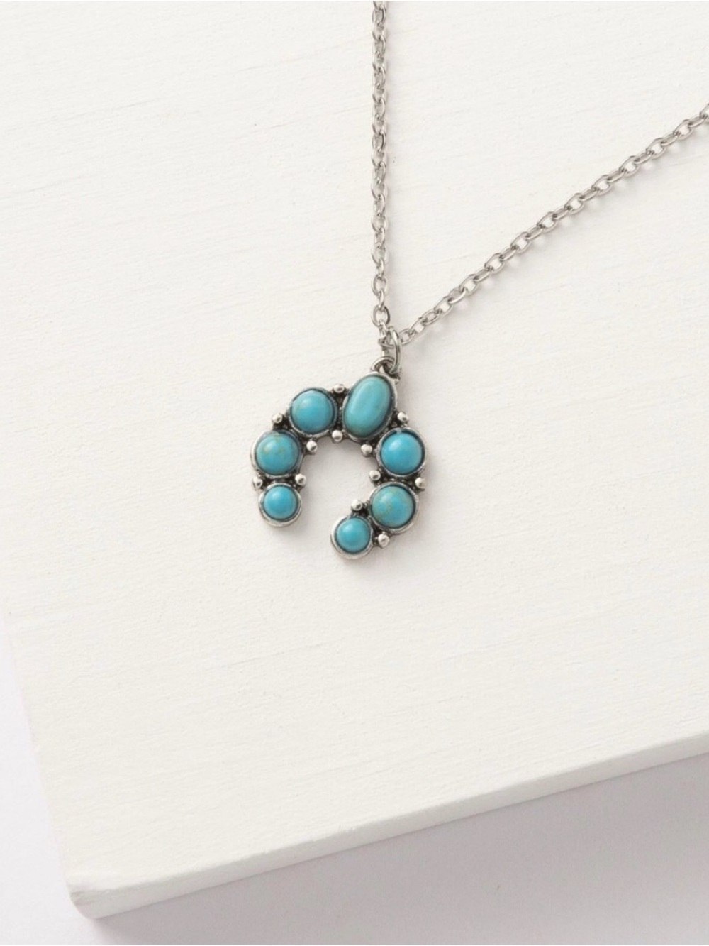 Plunder Design Turquoise Color Horseshoe Pendant Necklace Stainless Steel - New